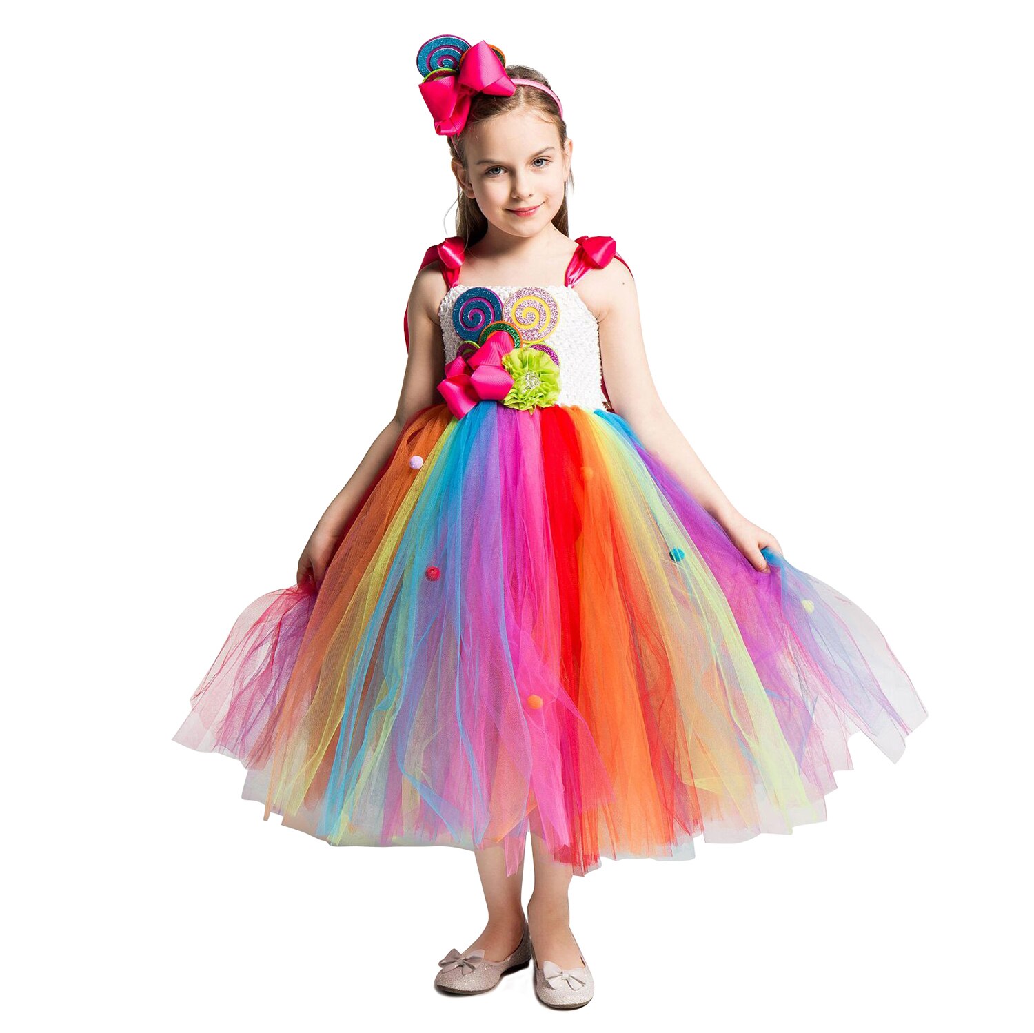 Meisjes Snoep Kleur Jurk Regenboog Lolly Vorm Modeling Leuke Kostuums Verjaardagscadeautjes Party Kinderen Kleding Zomer Jurken: Girls Candy Dress 2 / 7-8T