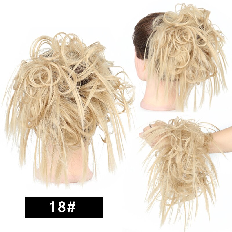 Werd Rommelig Haar Ring Fiber Synthetische Hittebestendige Pruik Broodje Krullend Elastische Haarband Dames Mode Haar Ring Natuurlijke Pruik: T4/27/30