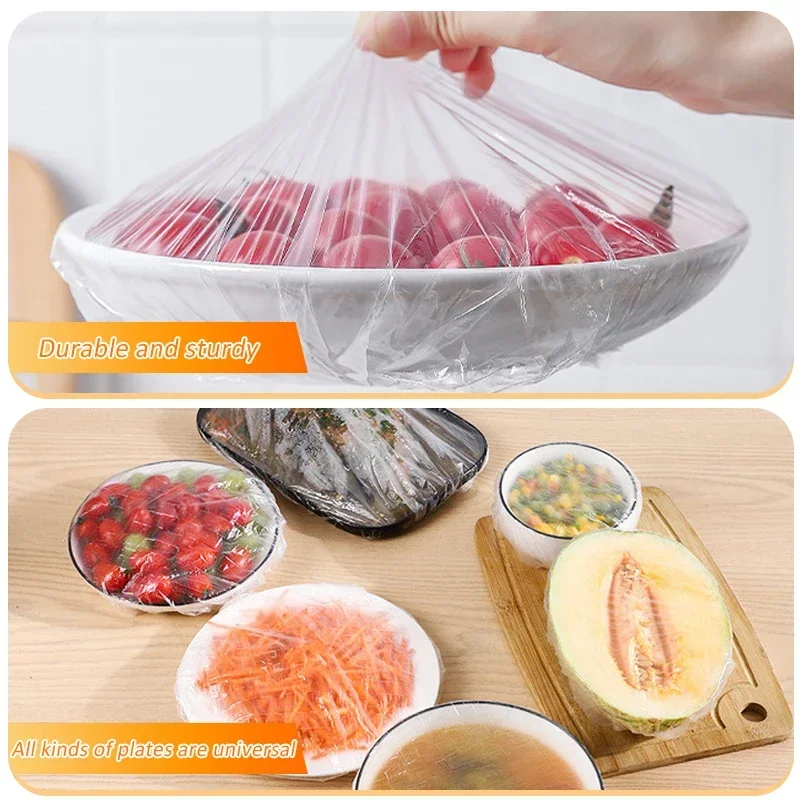 50/100 Pcs Disposable Food Cover Kitchen Nylon Packaging Storage Bags Plastic Elastic Wrap Food Covers Fresh-keeping Lid Plate