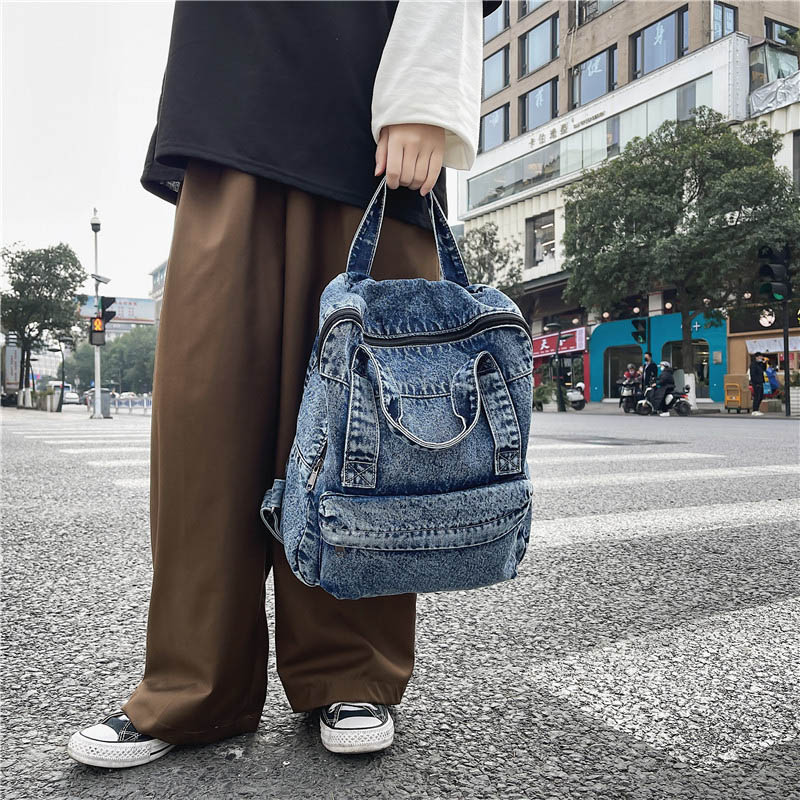 Zaino in Denim di moda zaini da donna in tela borsa a tracolla di grande capacità per borsa da scuola per studenti adolescenti nuovo zaino da viaggio