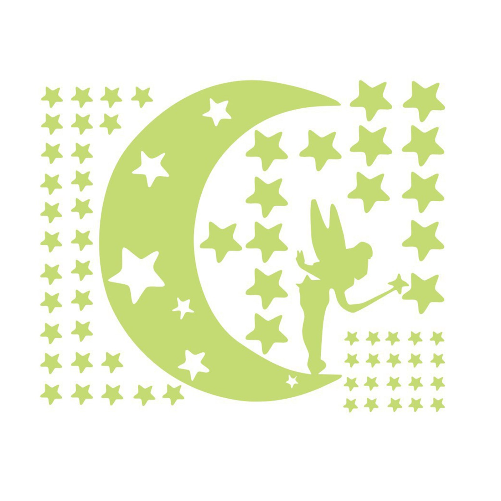 Fluorescent Wall Stickers Glow In The Dark Removable Self-adhesive Stars Moon Angel Luminous Wall Decal for Kids Bedroom J99: Default Title
