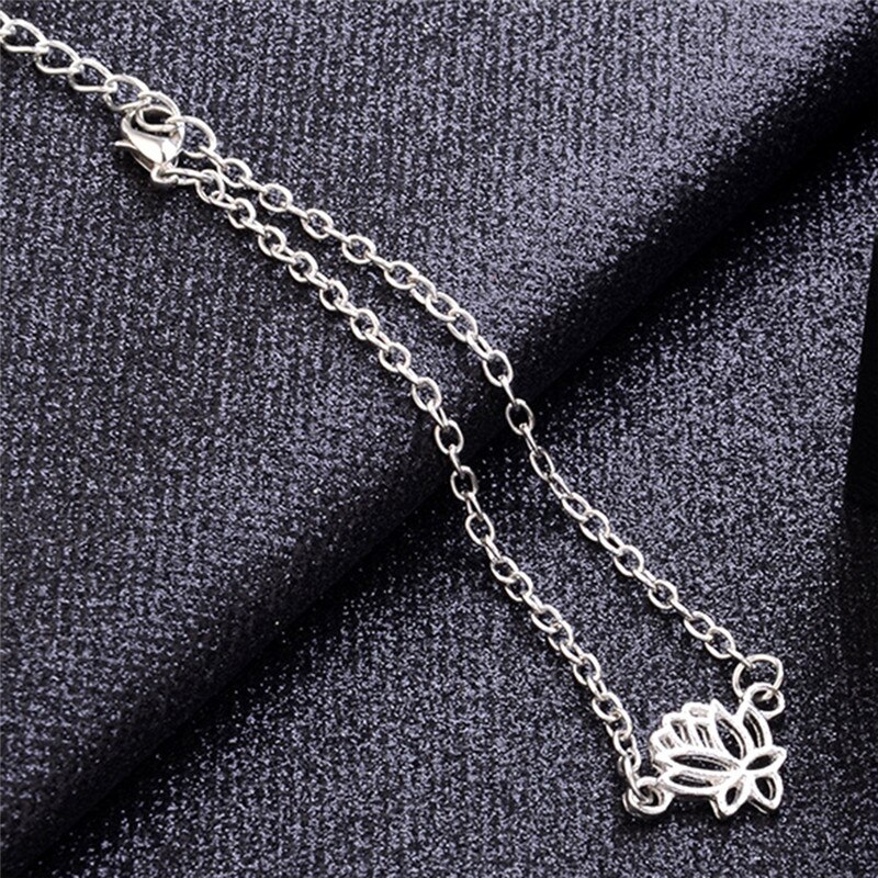Alloy Lotus Flower Anklet Foot Chain Sliver Indian Amulet Jewelry For Women Girls