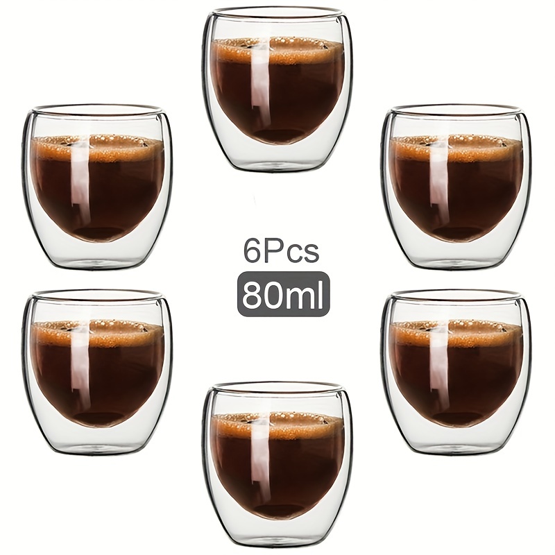 Dubbelwandige glazen beker warmte-isolatie transparante handgemaakte theedrankbekers MINI whiskyglazen espresso koffiemok: Rood