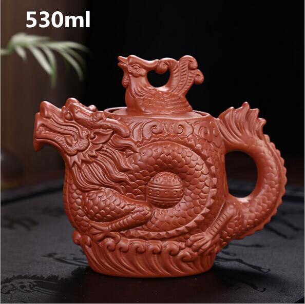 Théière Artisanale En Argile Violette - Motif Dragon/phénix Changeant De Couleur - Capacité 240 Ml - Cuit à 1200°C