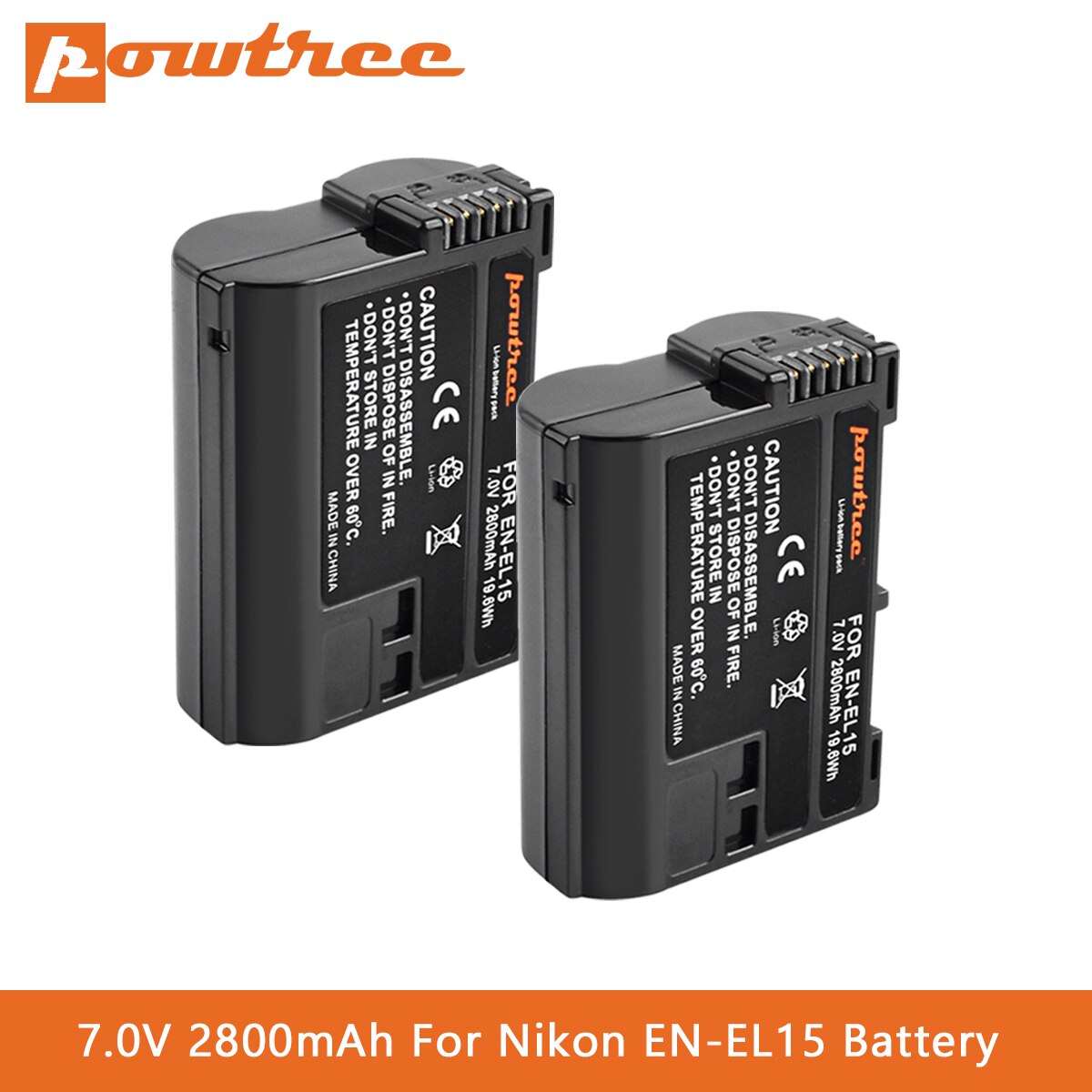 2800mAh EN-EL15 Batterie + Chargeur Pour Nikon D850 D7500 D7000 D7100 D7200 D800 D800E D810 D810A D750 D600 D610 Appareil Photo REFLEX Numérique: 2 Picec Battery