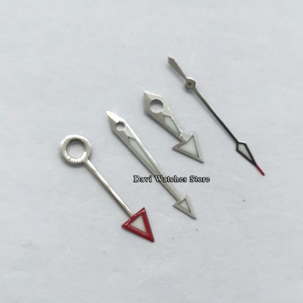 Silver Orange/Red GMT Watch Hands Green luminous for Miyota 8205 8215 821A, Mingzhu DG 2813 3804 movement: A4-red GMT