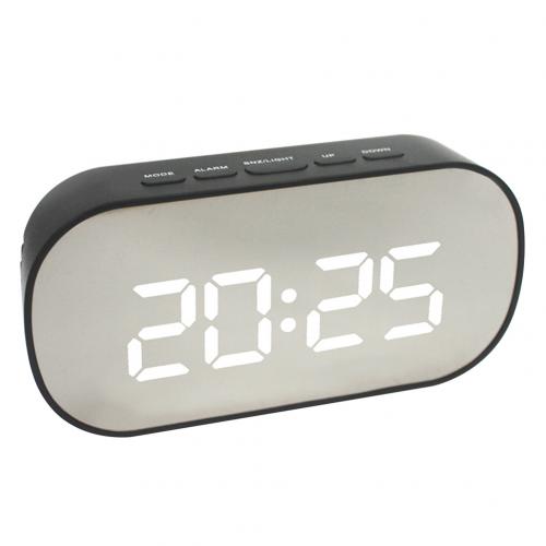 Smart Digitale Wekker Led Night Kids Slaapkamer Mini Draagbare Ronde Ovale Digitale Display Wekker Nachtlampje Make-Up Spiegel: Black White Oval