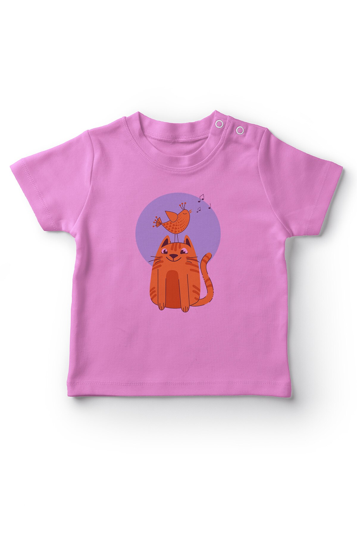 Angemiel Baby Squeak Bird and Cute Cat Baby Girls T-Shirt Pink