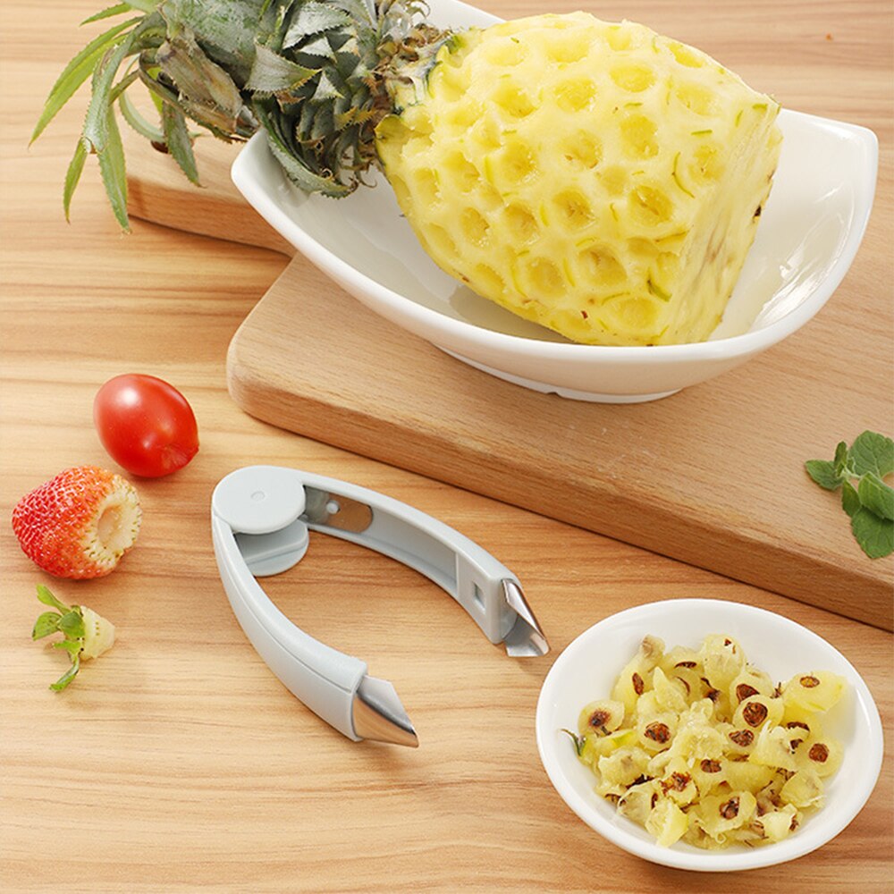 Rustfrit stål ananas øjenskræller frugt grøntsager udskærer ananas kniv skærer kerne frø fjerner praktisk køkkenværktøj