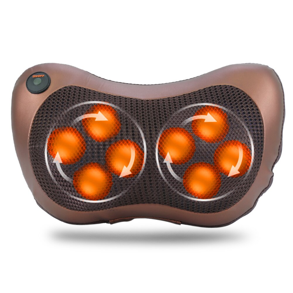 Electronic Heat Massage Pillow Deep Kneading Massager Cushion Lumbar Neck Back Shoulder Relax