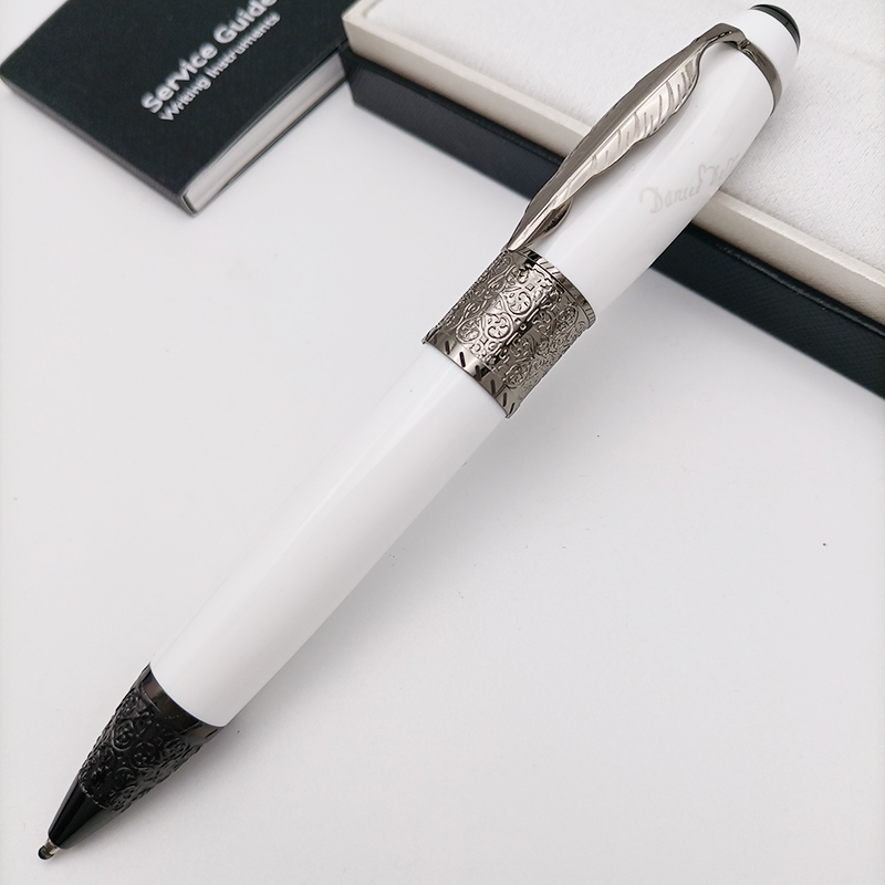 Luxe rollerball balpen met vulpen, model mb, esdoornblad op penclip, schrijfwaren voor zakelijk gebruik, school, kantoor.: Oranje / Bruin