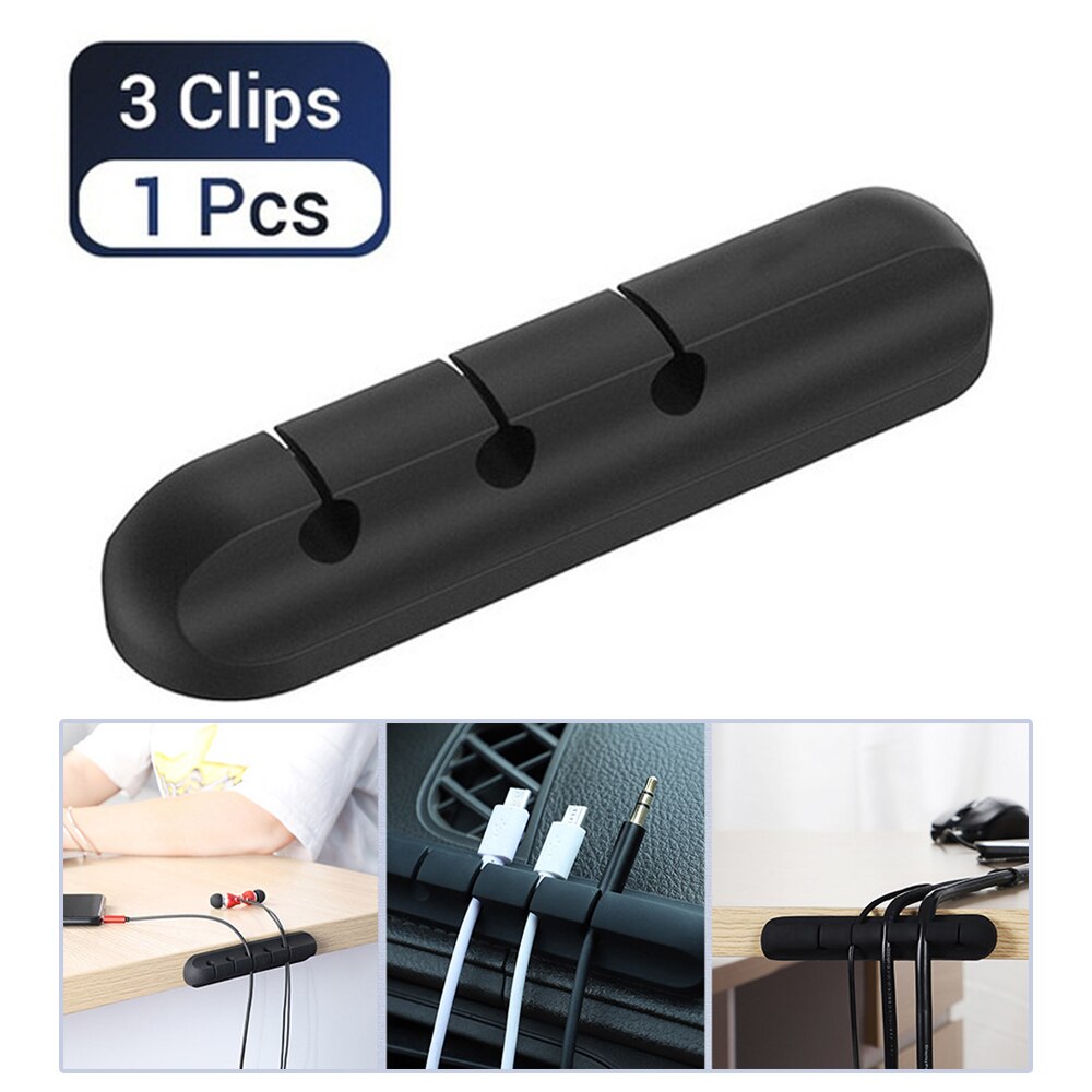 Cable wire organizer, desktop fixed cable organizer silicone multifunctional wire fixing device home office storage: 3-holes