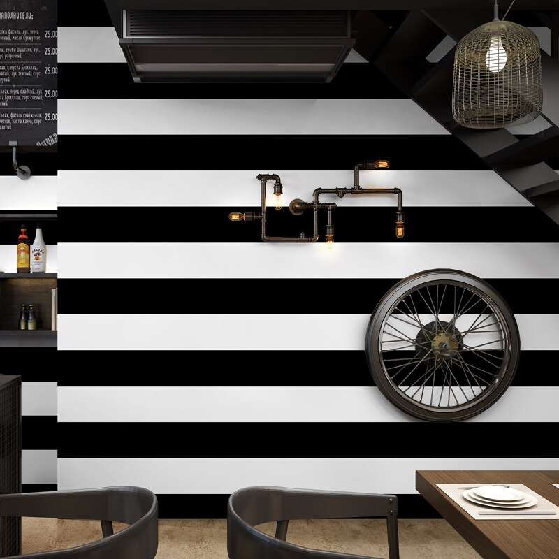 Zwarte En Witte Horizontale En Verticale Strepen Behang Moderne Minimalistische Woonkamer Slaapkamer Koffie Restaurant Kleding Winkel