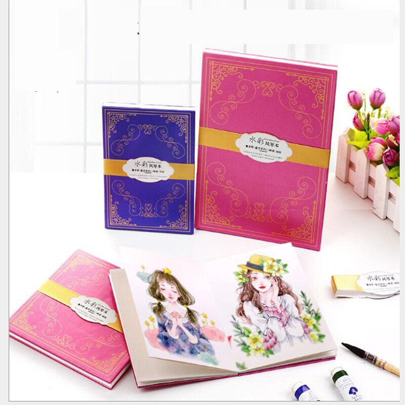 Livre d&#39;orgue aquarelle à grain fin moyen grossier A5 rose et bleu 300g, pâte de coton pour dessin, fournitures d&#39;art