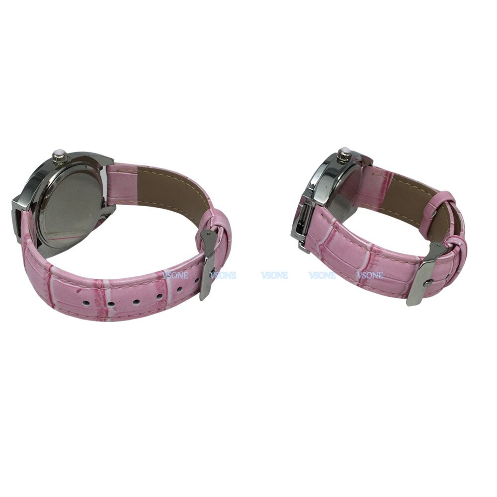 Reloj táctil para gente ciega o de baja visión con correa de cuero rosa, esfera rosa
