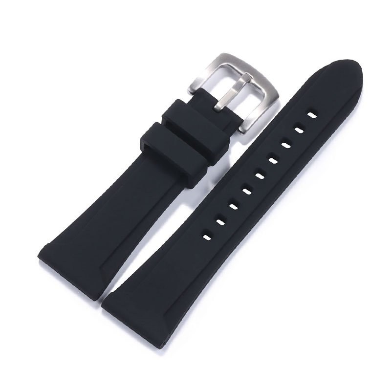 Weiches Silikonkautschuk-Uhrenarmband, 22 mm, 24 mm, 26 mm, für Herren und Damen, Sport, wasserdicht, atmungsaktiv, Ersatzarmband, Gürtel: Schwarz Gelb / 26mm
