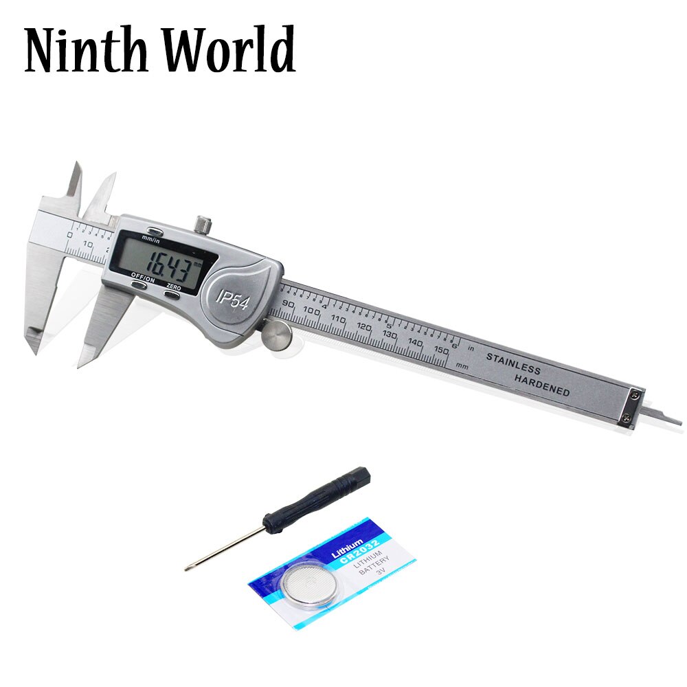 Industrial IP54 Waterproof Digital Display Stainless Steel 150mm Metric / Imperial Vernier Caliper With Depth Measurement: No Box