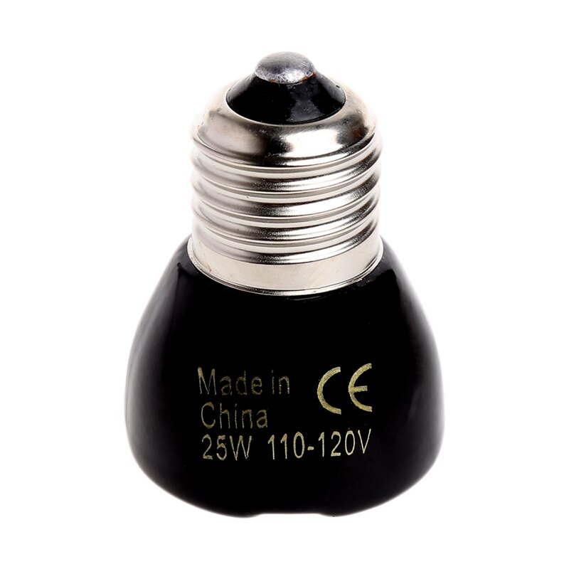 Luz de calefacción para mascotas, 25W, 50W, 75W, 100W, Mini lámpara de calor infrarroja de cerámica, Bombilla negra para incubadora de reptiles, 110 - 120 V: 25W