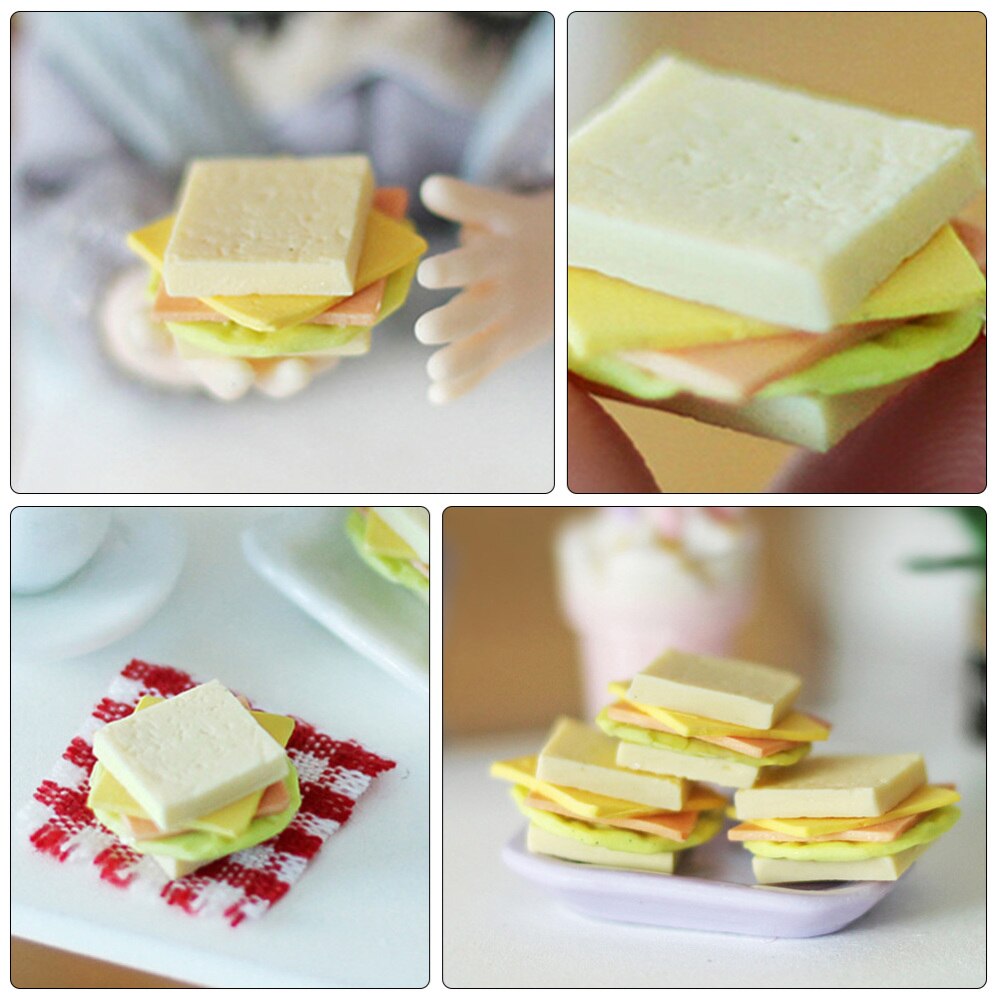 3 Pcs Chic Lovely Sandwich Ornaments Simulation Sandwich Decors Mini Accessories Food Shape Ornaments for Home Kids