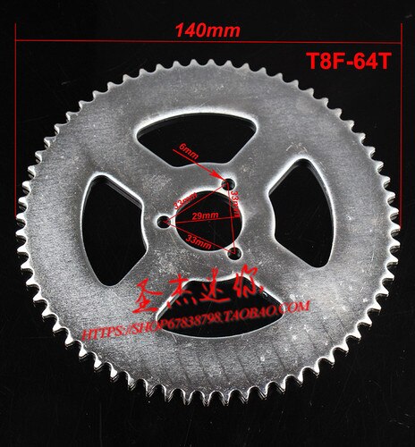 38 44 54 64 74 tann 38t 44t 54t 64t 74t t8f 35mm bakhjul mini moto atv quad dirt pit pocket bike cross 47cc 49cc deler: T8f-29mm-64t