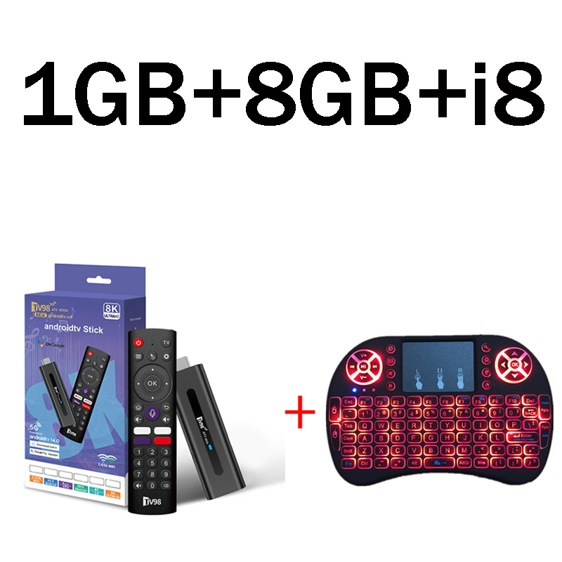 TV98 ATV Smart TV Stick Android 14 ATV Allwinner H313 Support 4G 5G Wifi HD 4K 8K TV Box BT5.0 2GB 16GB Voice remote TV Box: Brown