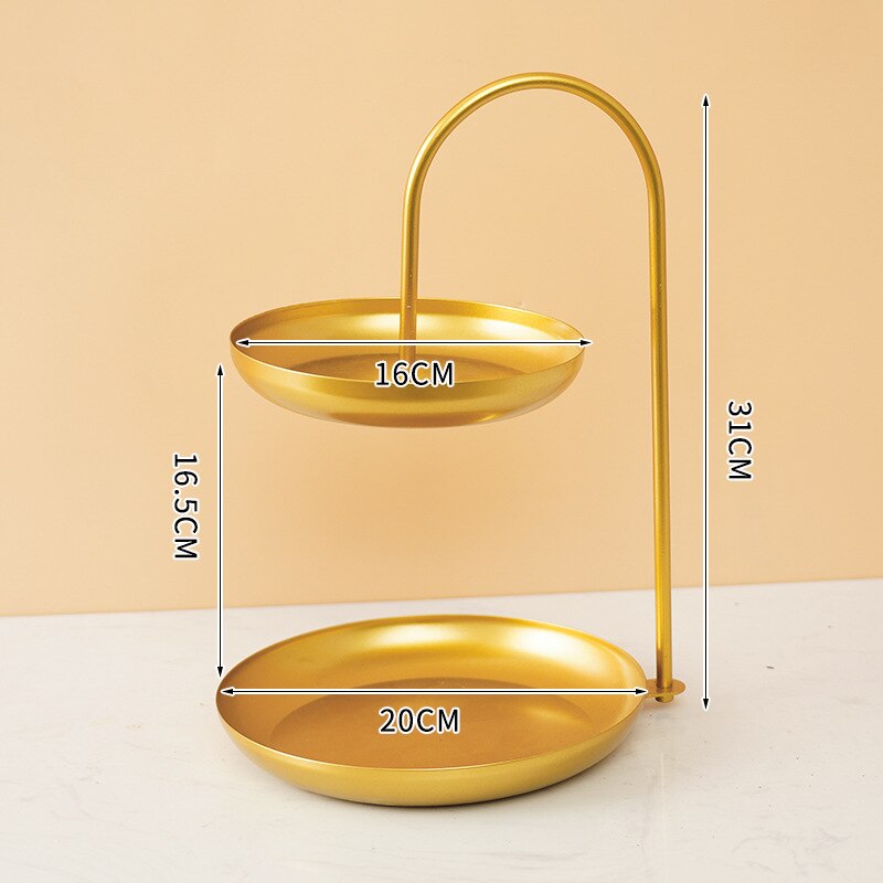 Double-Layer Nordic Iron Fruit Plate Candy Plate Home Living Room Snack Fruit Tray Dried Fruit Plate Storage Basket