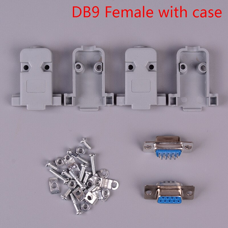 2sets 9 Pin Copper RS232 COM Adapter With Plastic Case RS232 Serial Port Connector DB9 Female Male Socket Plug Connector