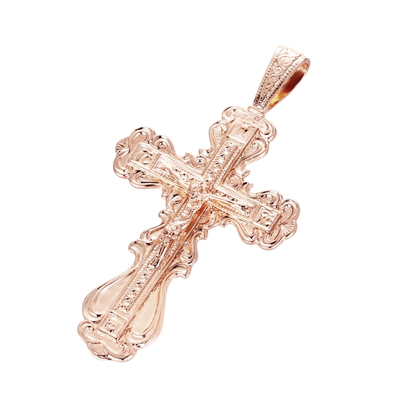 FJ 9 Style Jewelry Women Mens 585 Gold Color Crucifix Pendant Orthodox Cross Jewelry