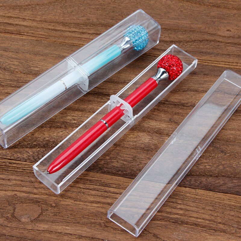 1Pcs Business Office Etui Mooie Transparante Plastic Pen Box Eenvoudige School Briefpapier Leveringen