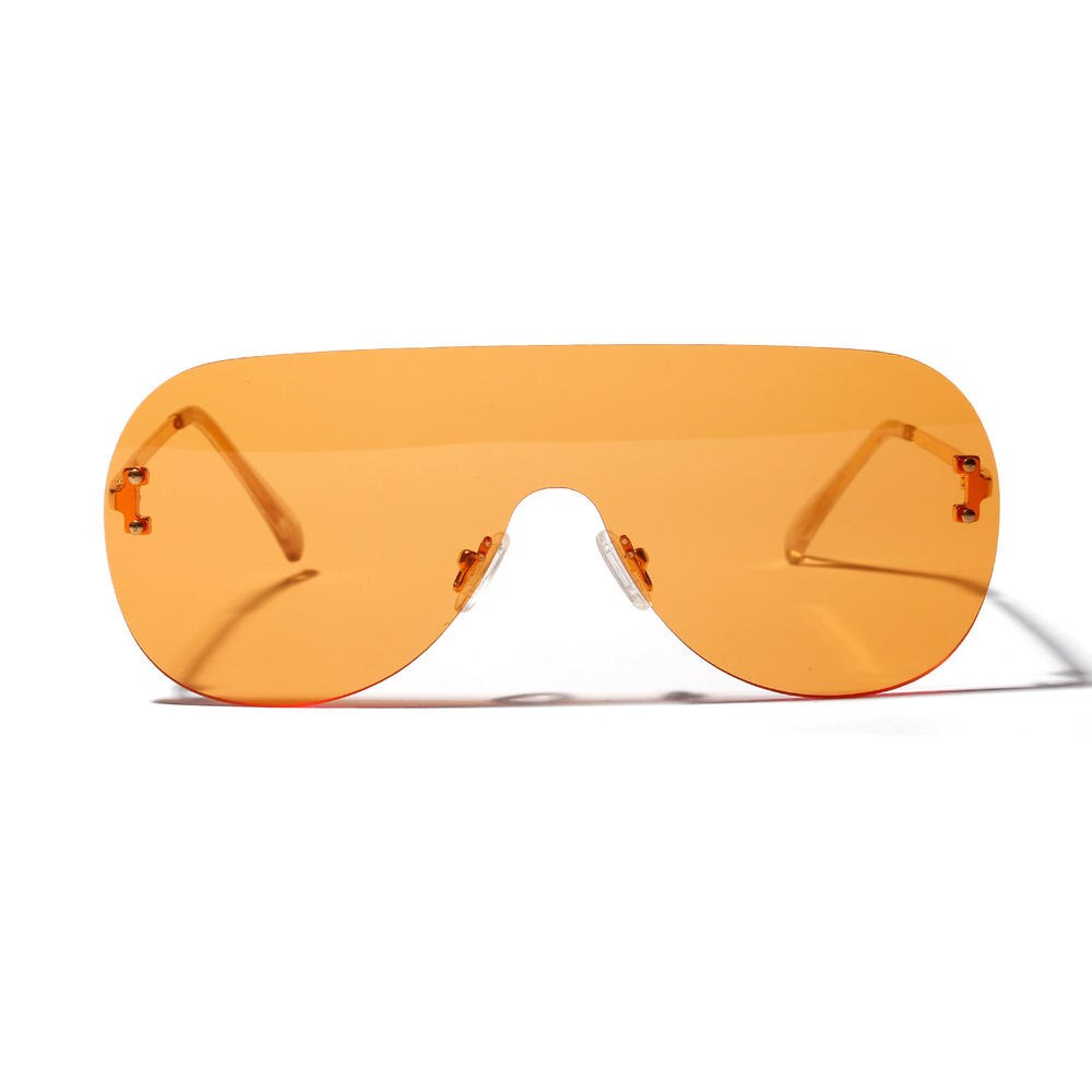 1pc mærke kvinder solbriller stor linse uden ramme forbundet glas til mænd gradient farve anti -uv400 solbriller: Orange