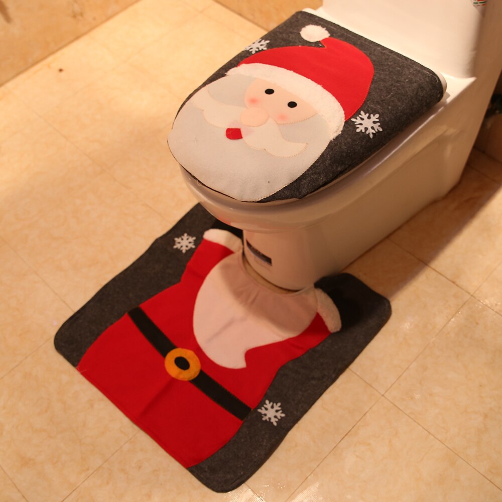 Luanqi toilette décoration père noël salle de bain tapis noël toilette siège & couverture noël toilette couvercle nouvel an noël décoration: B
