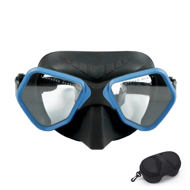 2022 Mode Gratis Duikbril Professionele Lage Volume Snorkelen Bril Volledige Gezicht Adult Scuba Masktempered Glas: Black blue01