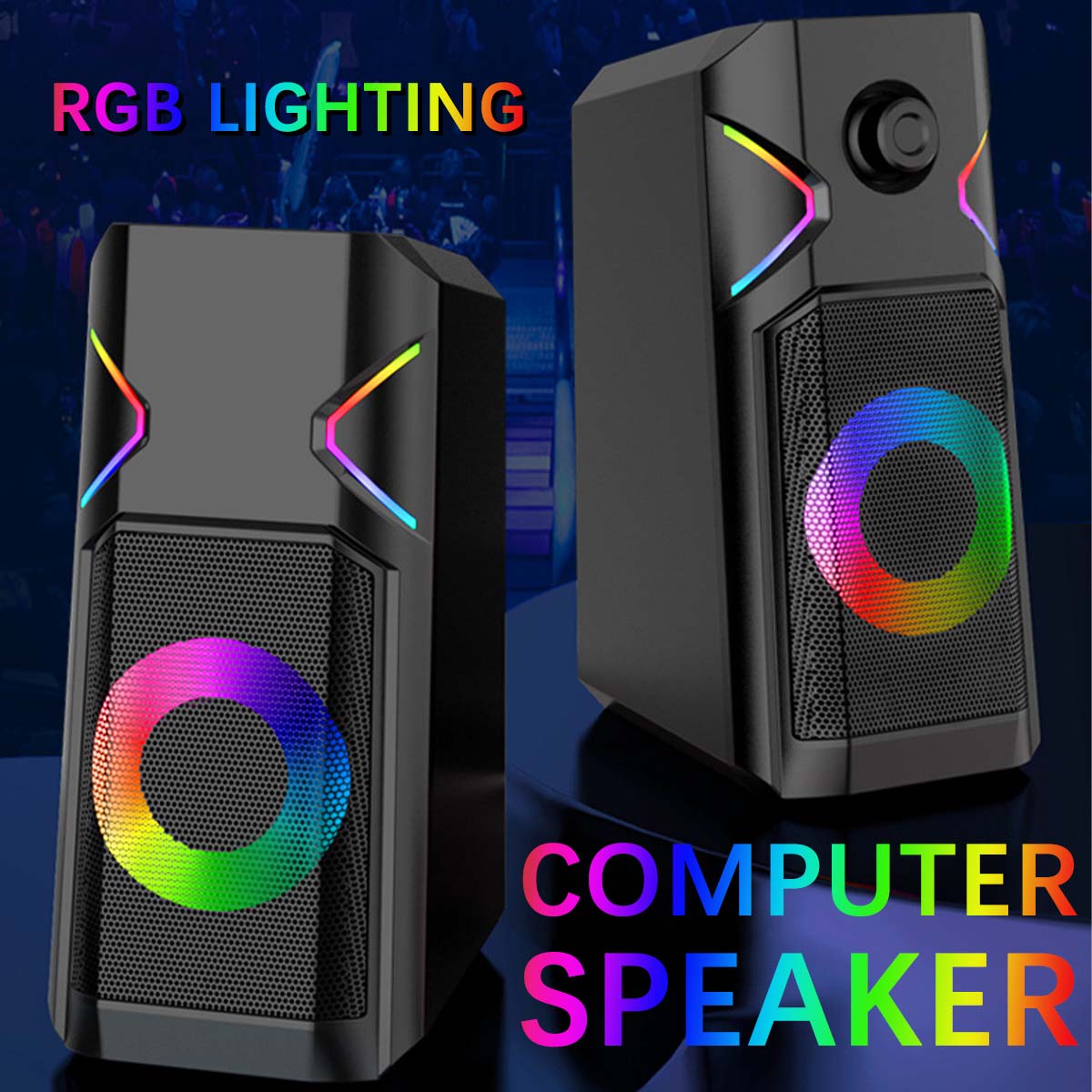 K201 Krachtige Bass Usb Notebook Stereo Speakers Subwoofer Rgb Licht Bedrade Draagbare Volledige Frequentie Luidspreker Voor Desktop Pc Laptop