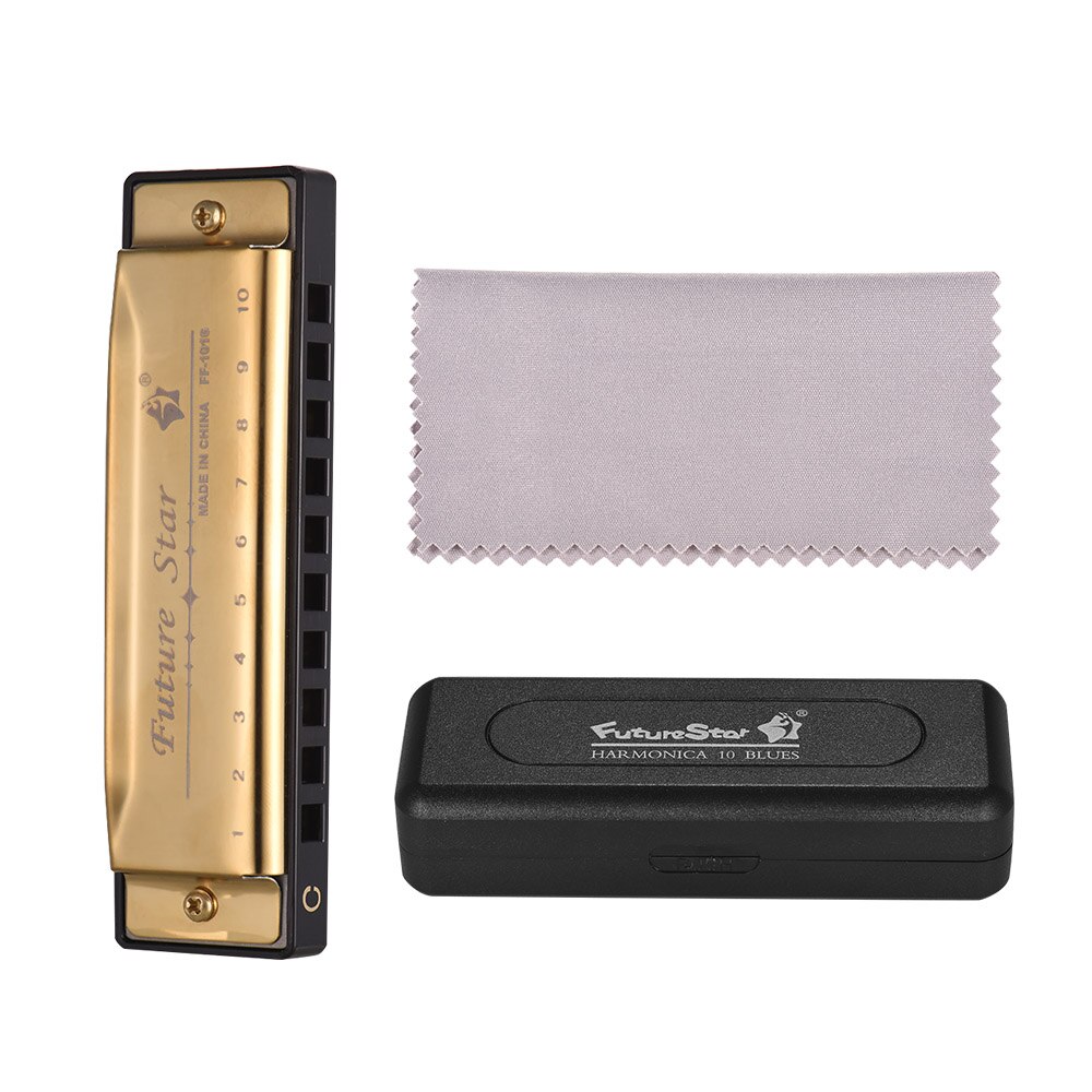 Key of C Diatonic Harmonica Mouthorgan with ABS Reeds Mirror Surface 10 Holes Blues Harmonica Perfect