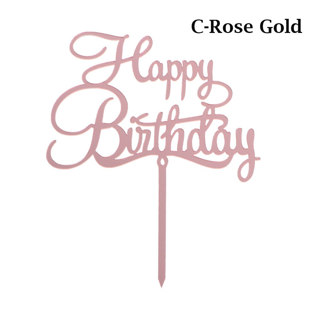 Happy birthday taarttopper van acryl met letters, goud en zilver, decoratie voor een jongensverjaardagsfeestje of bruiloft.: 9