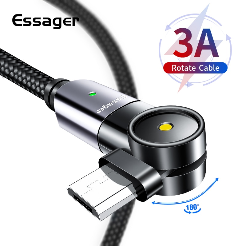 Essager Draai Micro Usb Kabel Snelle Opladen Lader Voor Samsung Xiaomi Mi Microusb Draad Cord Android Mobiele Telefoon Datakabel 2M