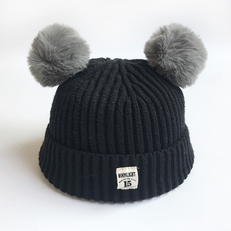Baby Girl Boy Winter Hat Soft Warm Beanies Pompon Hat Elasticity Knit Hats Children Casual Solid Color Caps: B