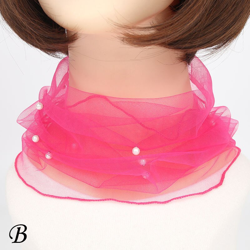 Bufanda de cuello de gasa para mujer, protector solar fino para la cabeza, variedad de pañuelos pequeños de seda Anti-UV, mascarilla multifunción, primavera y verano: B