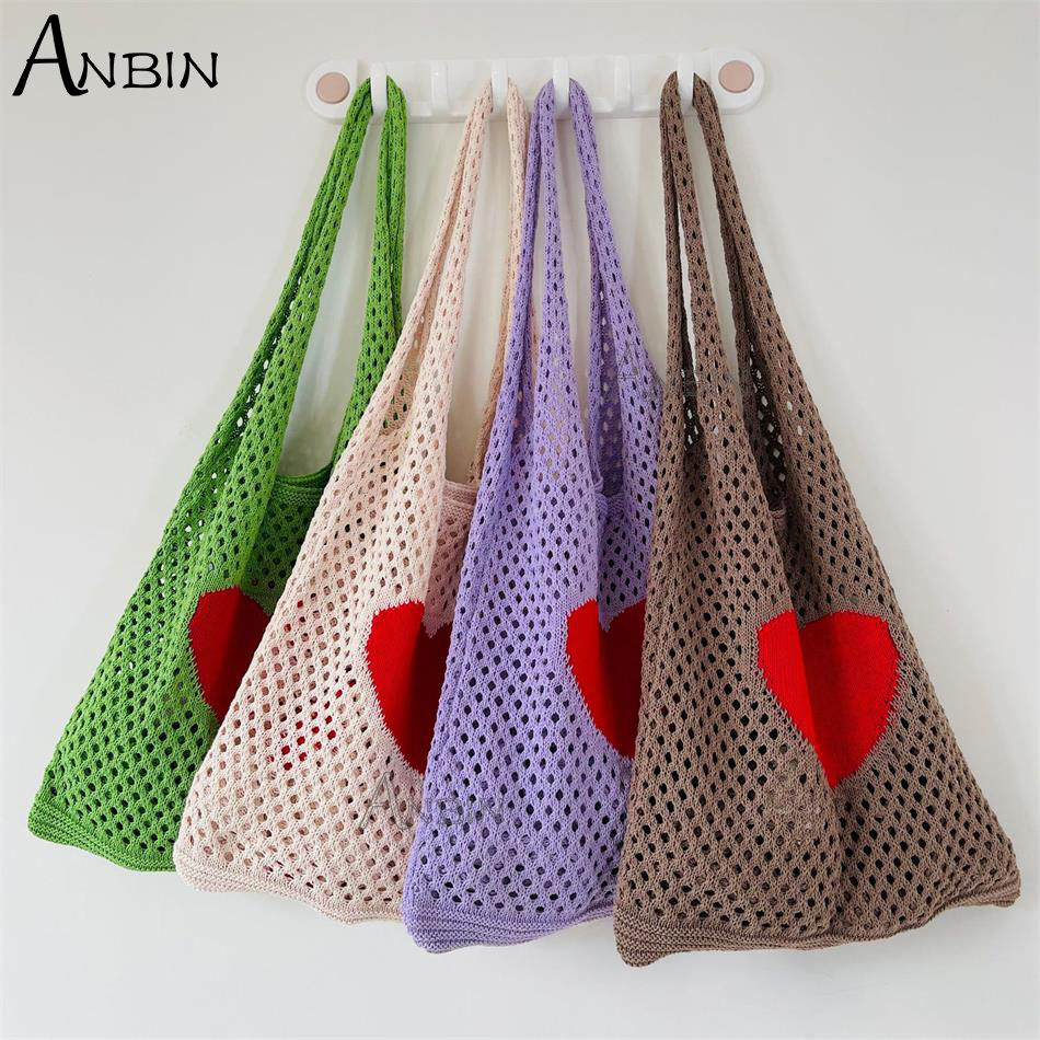 Mode Gebreide Vest Vrouwen Schoudertassen Bloemen Zomer Strand Bakken Gehaakte Tas Grote Capaciteit Vrouwelijke Handtas Shopper