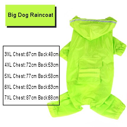 Hoopet Dog Raincoat Jumpsuit Rain Coat for Dogs Pet Cloak Labrador Waterproof Golden Retriever Jacket: Green / 4XL
