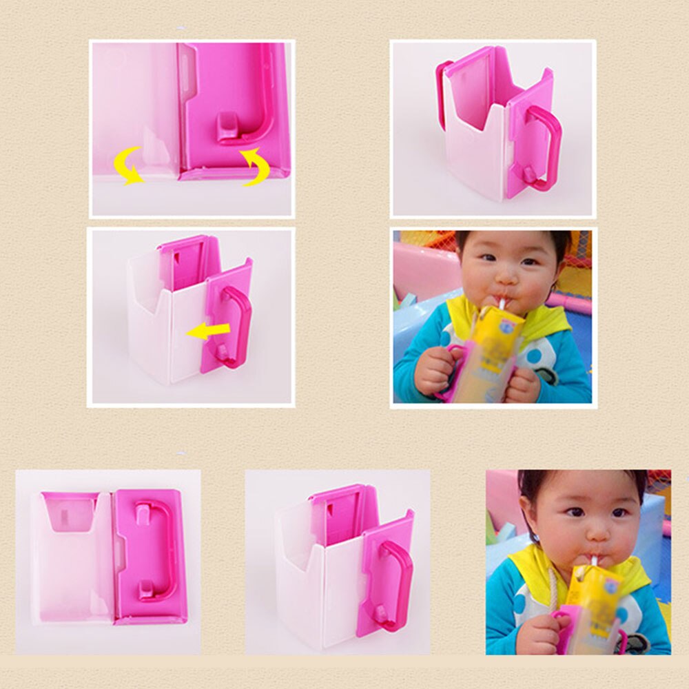 Infant Baby Bottle Cup Milk Holder Adjustable Safety Baby Toddler Juice Milk Box Drinking Bottle Cup Holder Anti-Spill Container