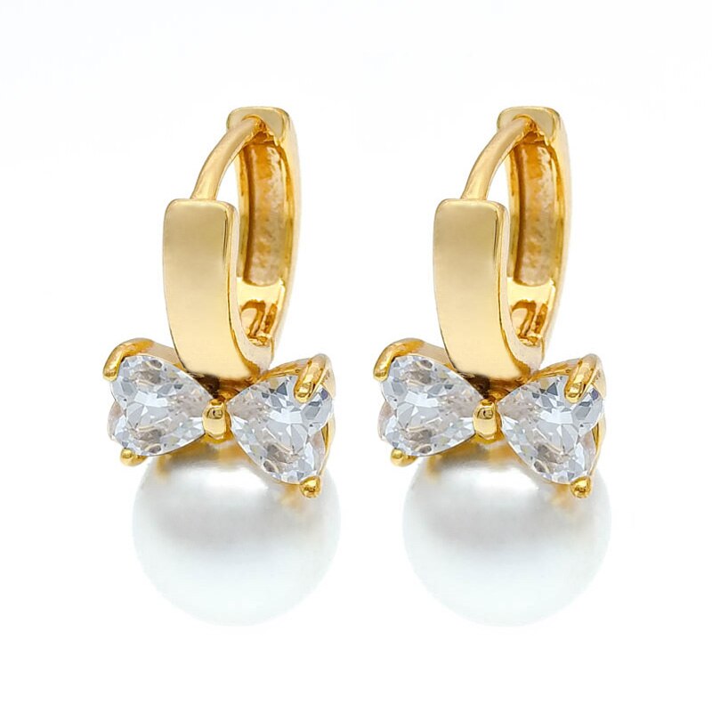 Di cristallo Del Cuore Della Perla Orecchini A Cerchio in Oro Orecchino Donne Pendientes Perla Aretes Parel Oorbellen Orecchini Perle Orecchini E0310: E0310