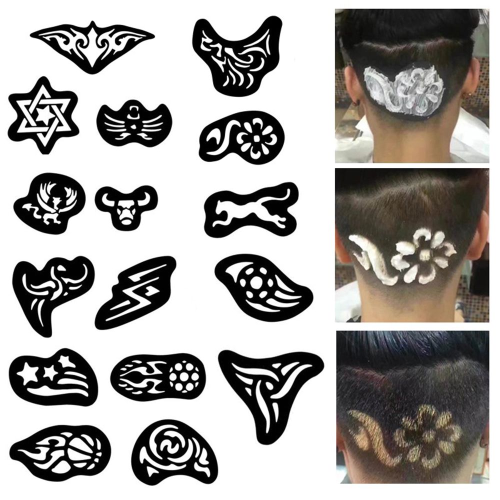 Plantilla para tatuajes, recortador de pelo tallado para colorear, herramienta de peinado fresca, 25 uds.