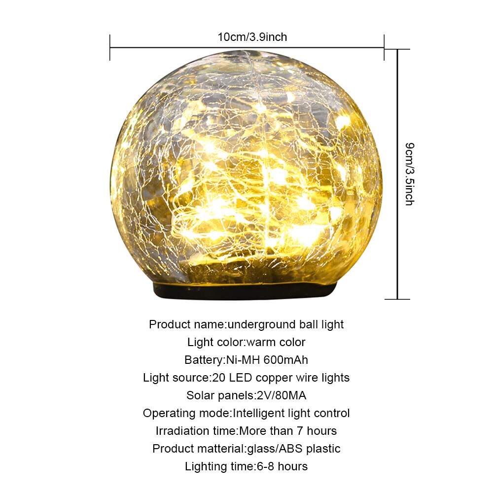 Led Solar Licht Voor Tuin Decoratie Gazon Lamp Outdoor Gebarsten Glas Bal Led Waterdicht Solar Straat Lamp Zonne-verlichting