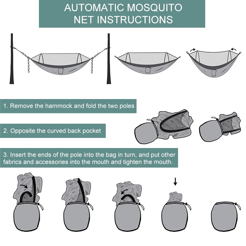 Automatic Unfolding Ham-mock Ultralight Parachute Ham-mock Tent Anti-mosquito Outdoor Camping Furniture Tent 270*140 CM