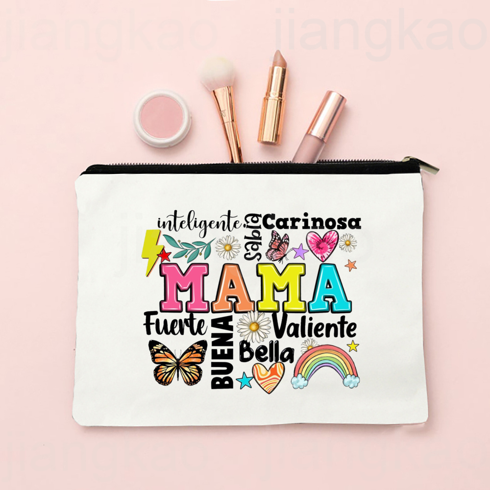 Spaans bedrukte make-uptas Reizen Neceser Toiletartikelen Opbergtas Vrouwelijke canvas cosmetische tassen Verjaardag Moederdag Cadeau voor moeder: green