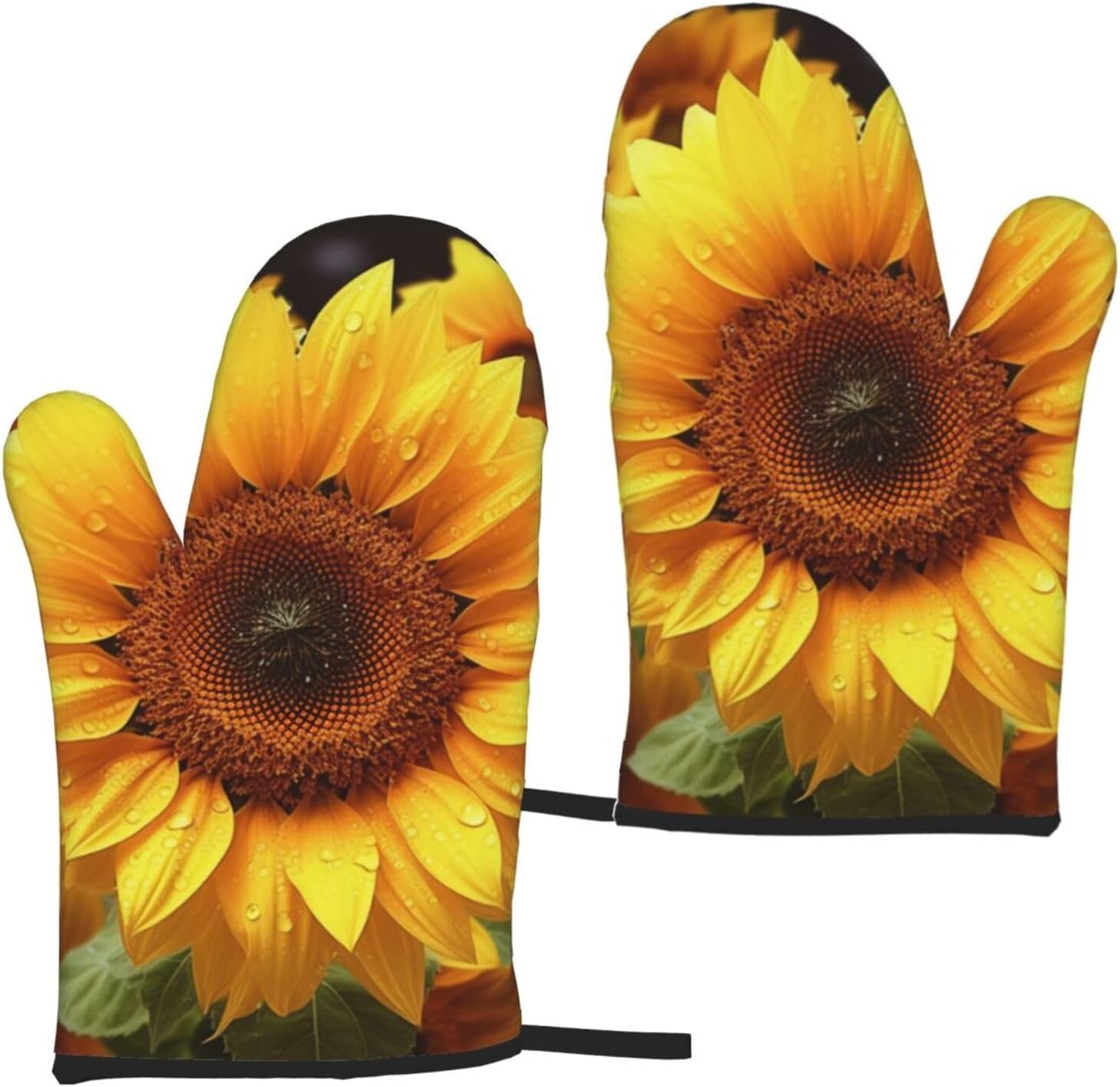 Manoplas para horno con estampado Floral de girasol amarillo, resistentes al calor, impermeables, con capa interior de algodón para cocinar y barbacoa, 2 uds.: Azul