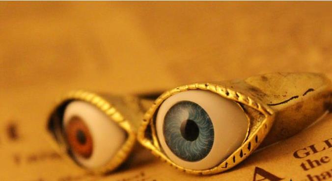 mode Klassieke Vintage Evil Eye Vinger Ring Oogbol Punk Goth Sieraden Halloween Verstelbare ring