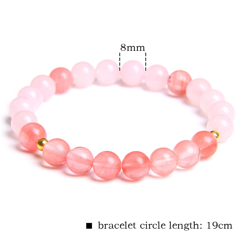 Pink Crystal Bracelet Natural Stone Beads Bracelets For Women Girl Rose Quartzs Stone Bracelets jewelry Femme Female Meditation: 3 Watermelon stone / 21cm