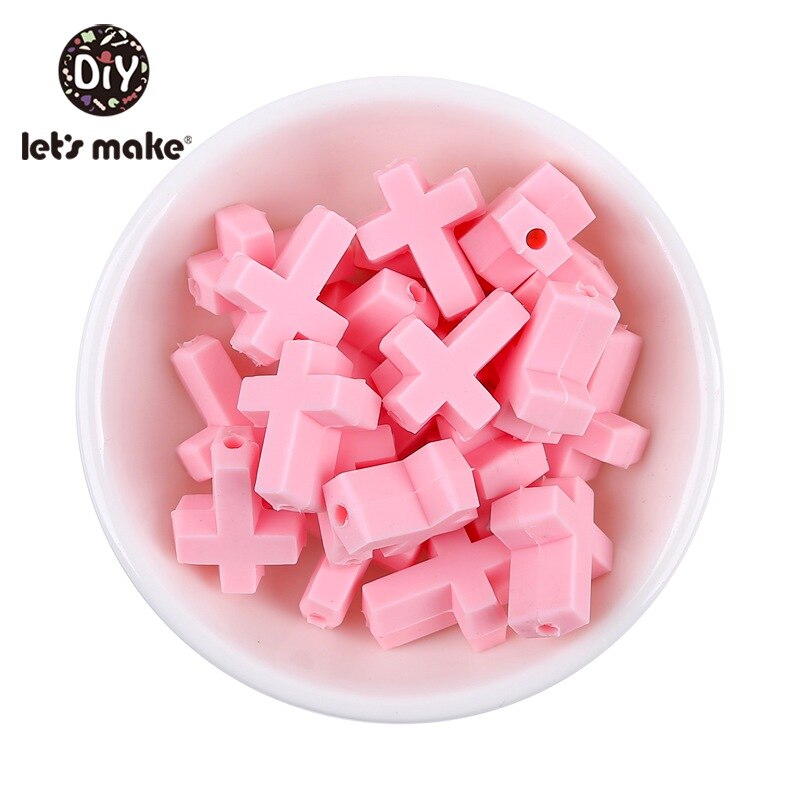 Let's Make-anneau de dentition en Silicone | 50 pièces, petites perles croisées de alimentaire, anneau de dentition de dessin animé, jouet bricolage, perles artisanales pour bébé: 10